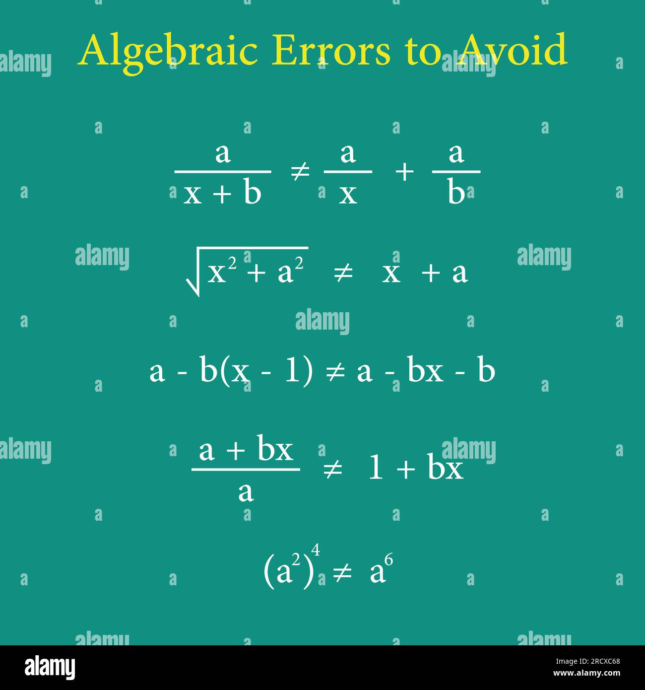 Errores matemáticos. Errores de álgebra a evitar en matemáticas