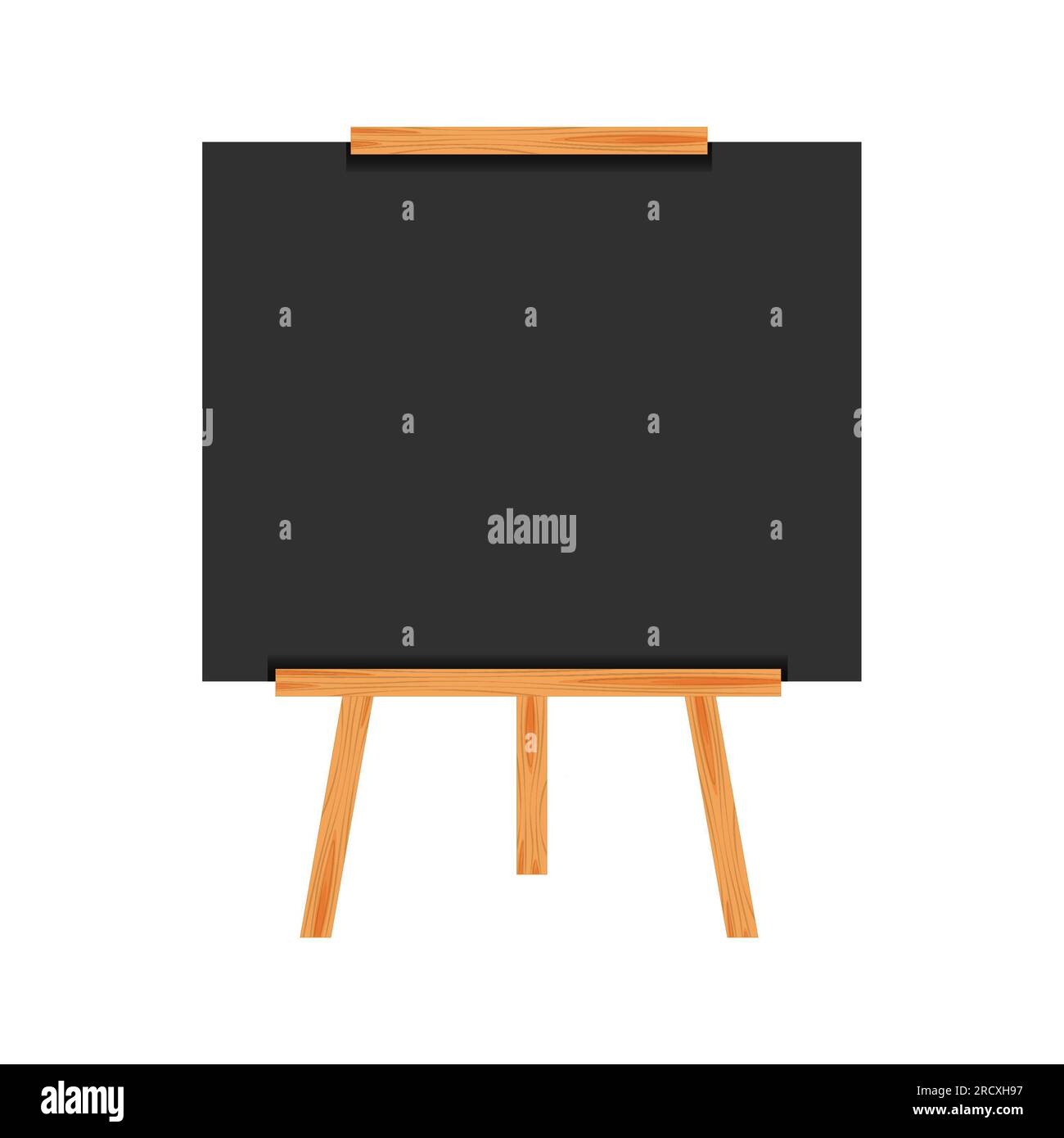 Caballete de madera horizontales apoyando un pizarrón o pizarra, vacío de  color oscuro de la Pizarra placa con marco de madera aislado en Wh  Fotografía de stock - Alamy
