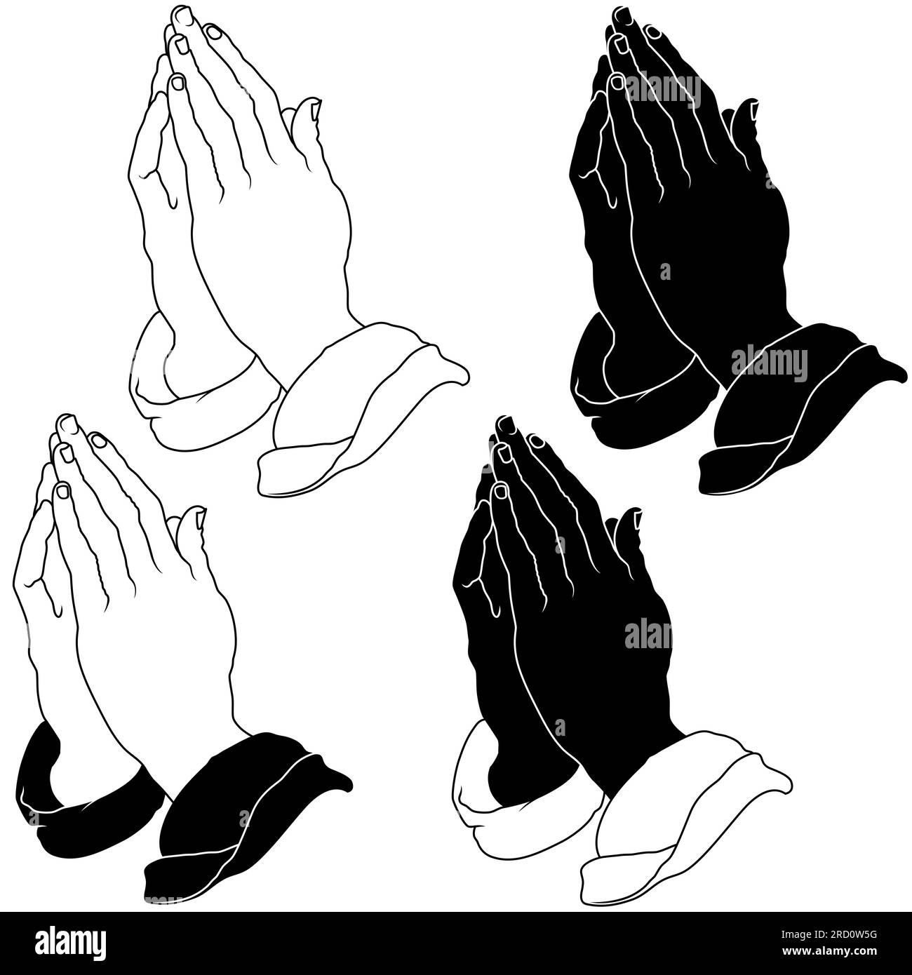 Diseño vectorial de manos juntas orando, manos del sacerdote orando a ...