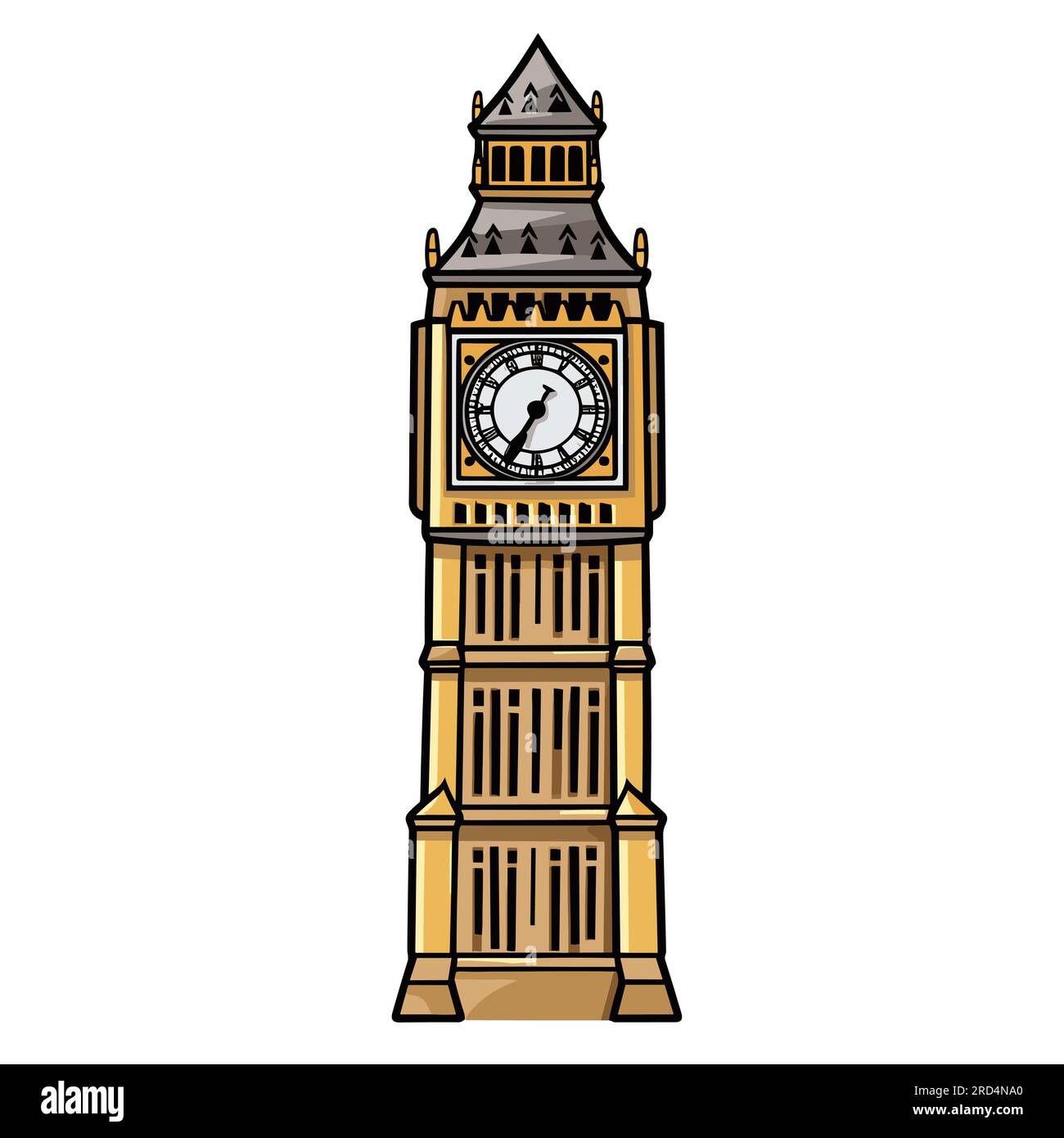 Big Ben. Big Ben dibujado a mano ilustración cómica. Vector doodle