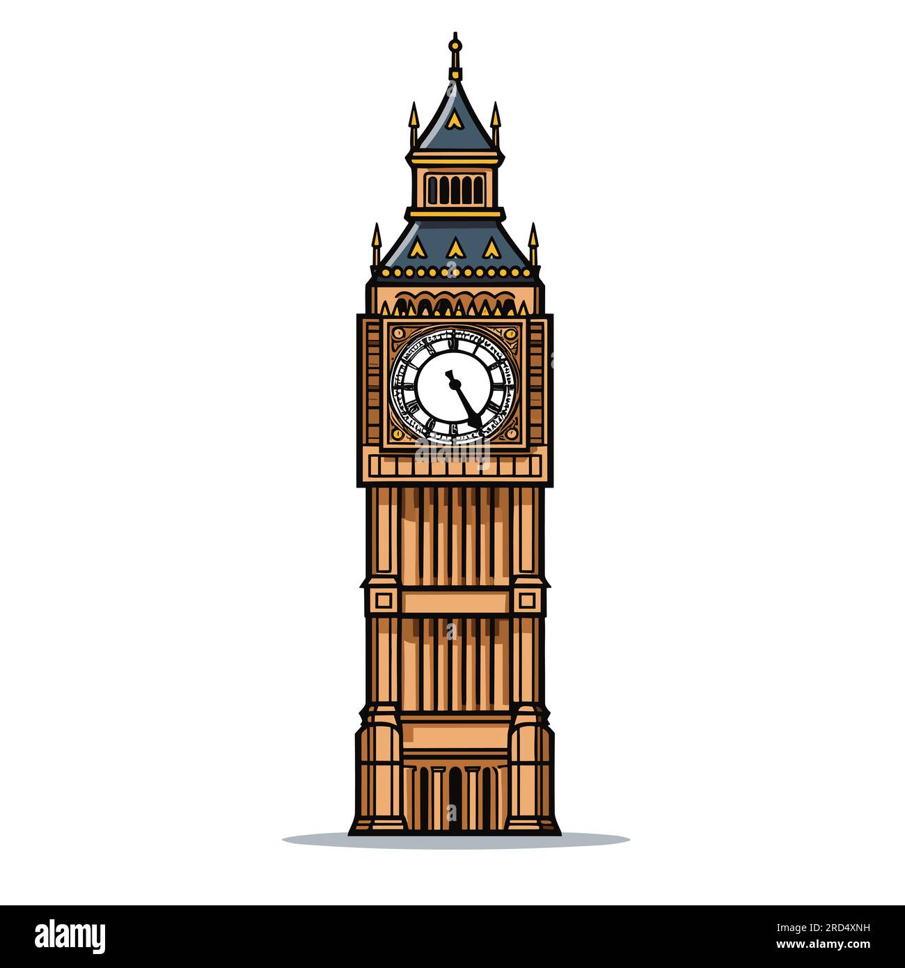 Big Ben. Big Ben dibujado a mano ilustración cómica. Vector doodle