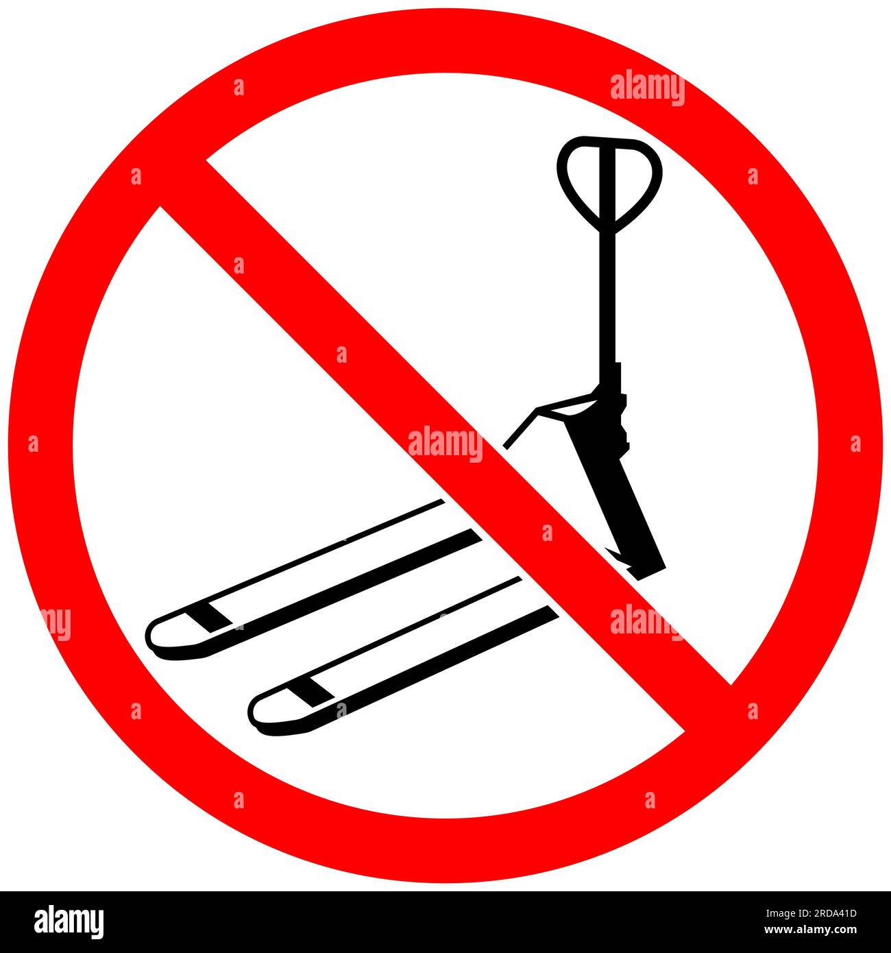 Señal de acción prohibida. Pallet Jack sobre fondo blanco Imagen Vector