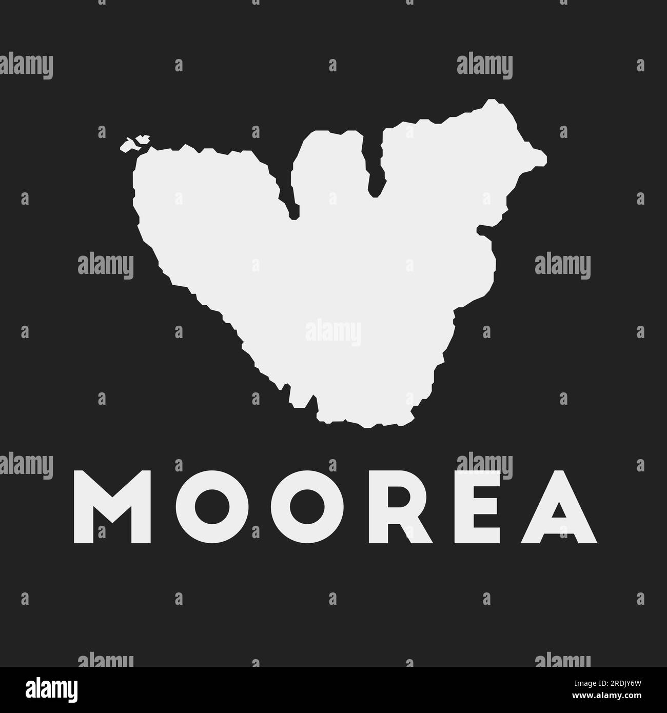 Icono de Moorea. Mapa de la isla sobre fondo oscuro. Elegante mapa de Moorea con el nombre de la isla. Ilustración vectorial. Ilustración del Vector