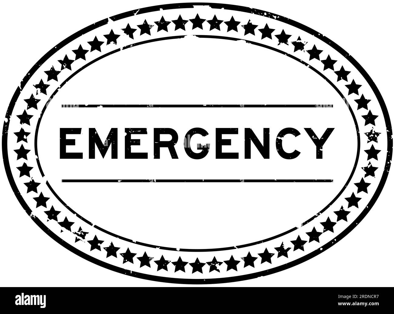 Sello de goma ovalada palabra de emergencia negro Grunge sobre fondo blanco Ilustración del Vector