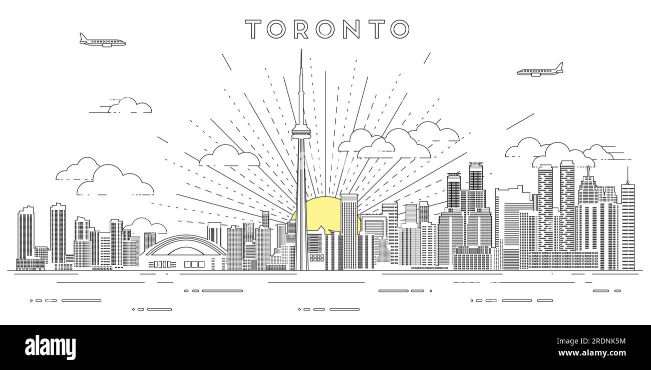 Toronto skyline arte ilustración vectorial Ilustración del Vector