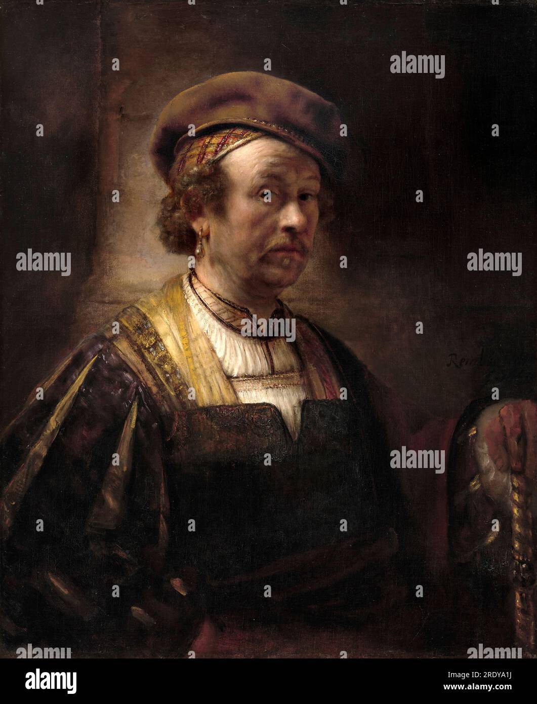 Retrato de Rembrandt van Rijn (holandés, 1606 - 1669) por el estudio de Rembrandt en 1650 Foto de stock