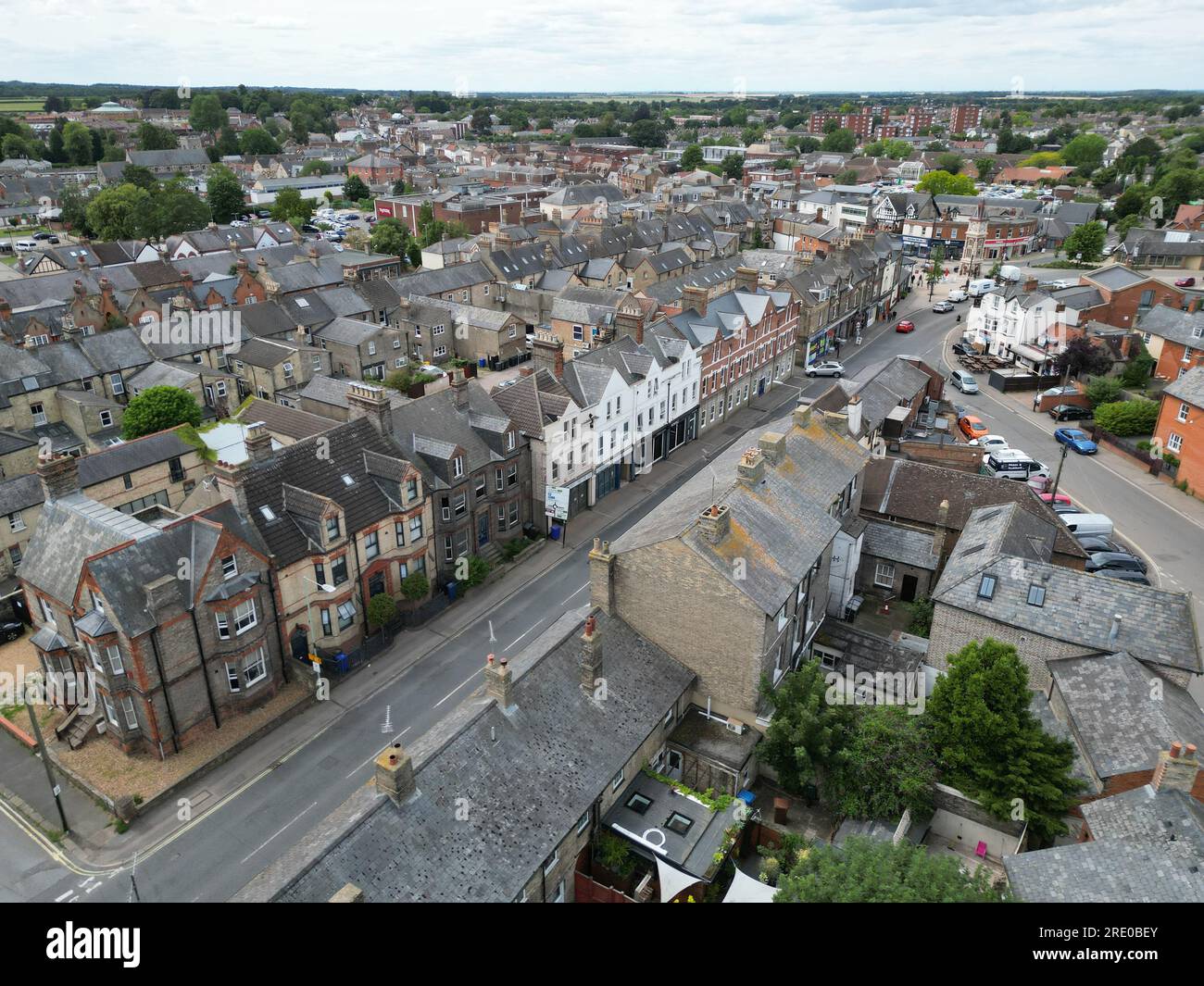Casas Calles y carreteras Newmarket ciudad Suffolk England Aerial Foto de stock