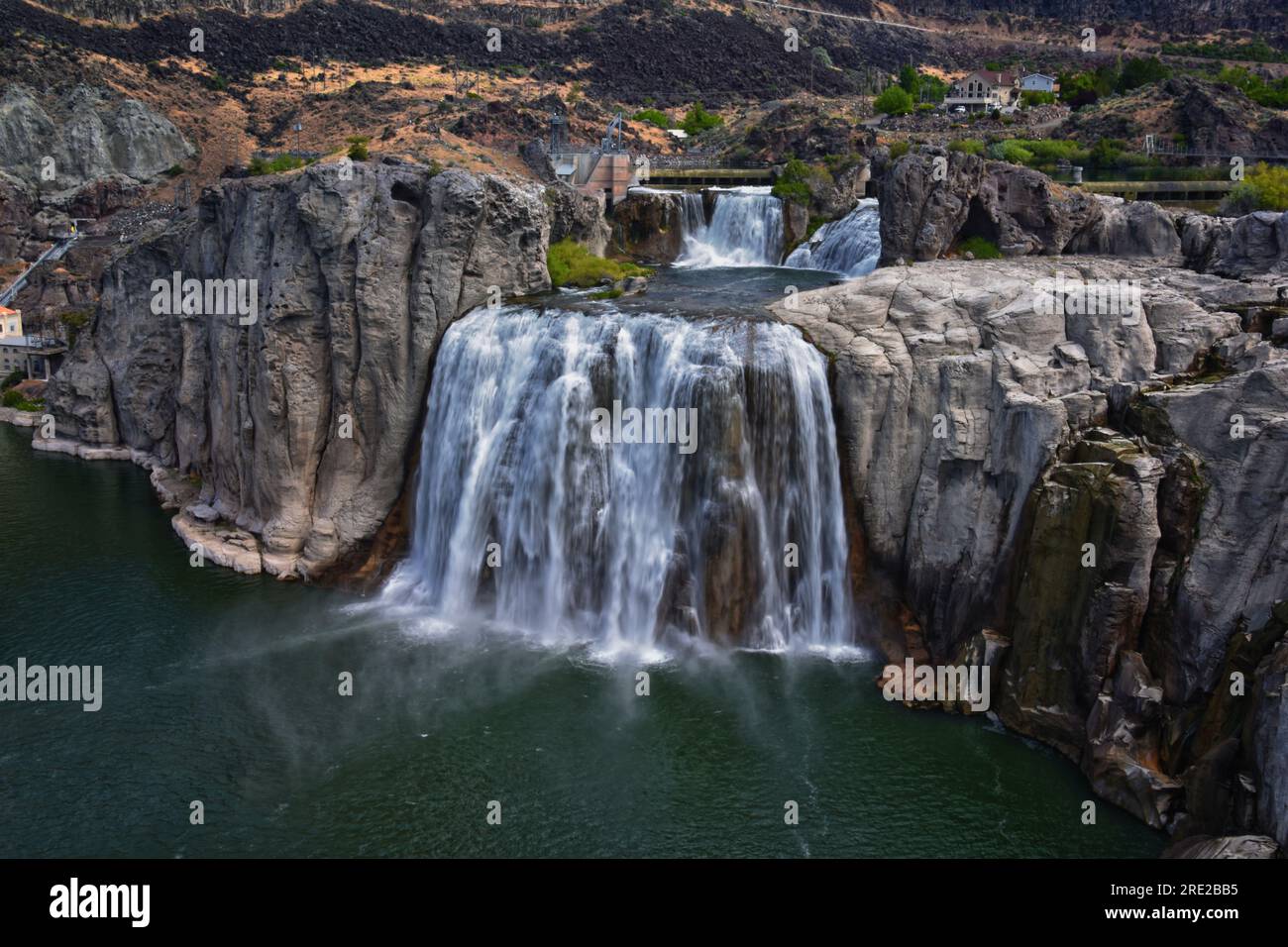 Shoshone Falls en el río Snake visto desde la ruta de senderismo. Twin Falls por Pillar Falls por Milner Dam Idaho. EE.UU Foto de stock