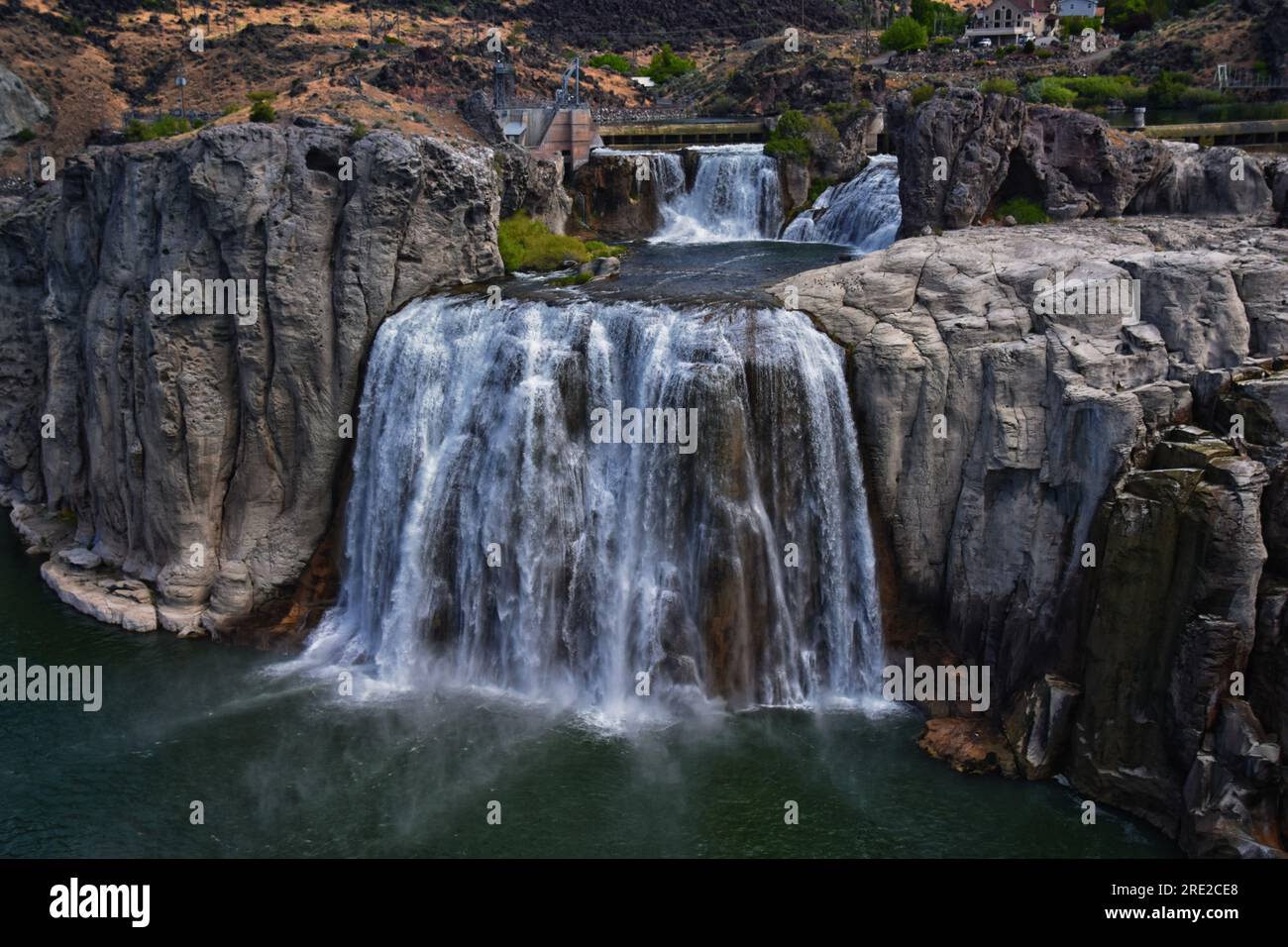 Shoshone Falls en el río Snake visto desde la ruta de senderismo. Twin Falls por Pillar Falls por Milner Dam Idaho. EE.UU Foto de stock