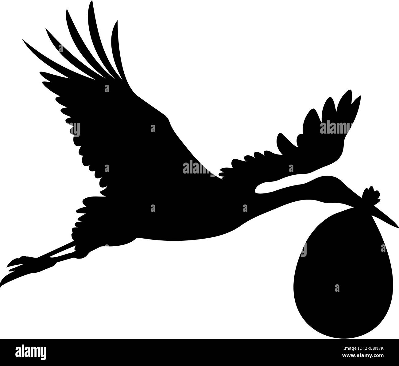 Stork volando llevando una silueta de bolso. Ilustración vectorial Ilustración del Vector