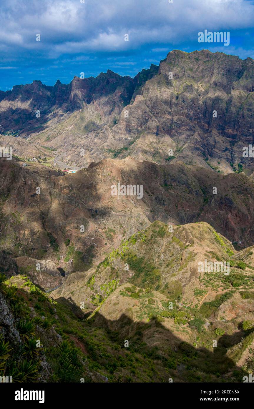 Vegetación rocosa en la isla de San Antao. Cabo Verde. África Foto de stock