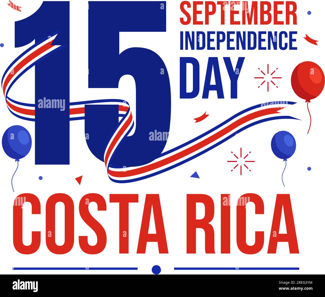Feliz Día de la Independencia de Costa Rica Ilustración vectorial el 15 de septiembre con el