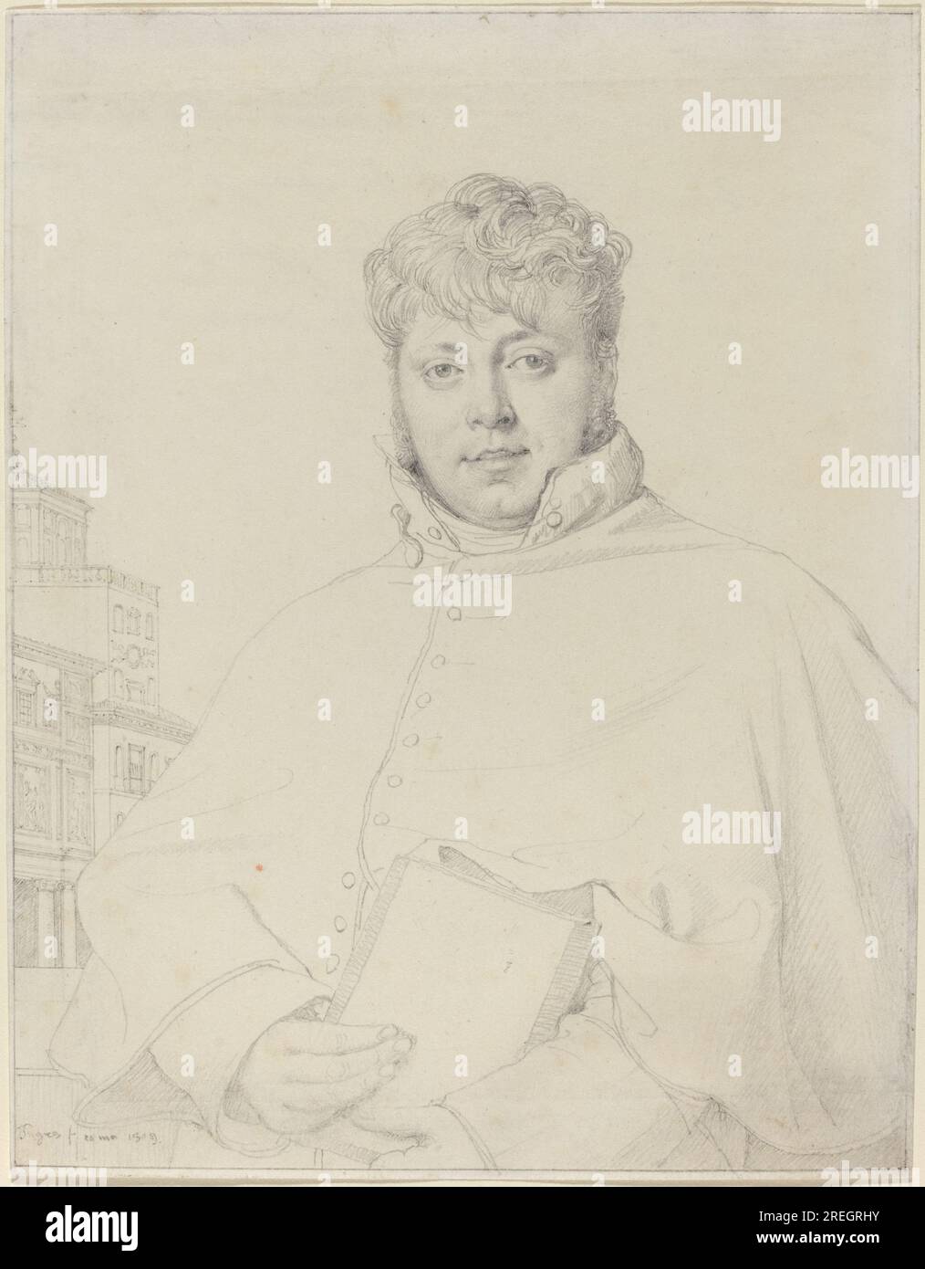 'Jean-Auguste-Dominique Ingres, Auguste-Jean-Marie Guénepin, 1809, grafito sobre papel tejido, total: 21 x 16,3 cm (8 1/4 x 6 7/16 in), Regalo de Robert H. y Clarice Smith, 1975.77.2' Foto de stock