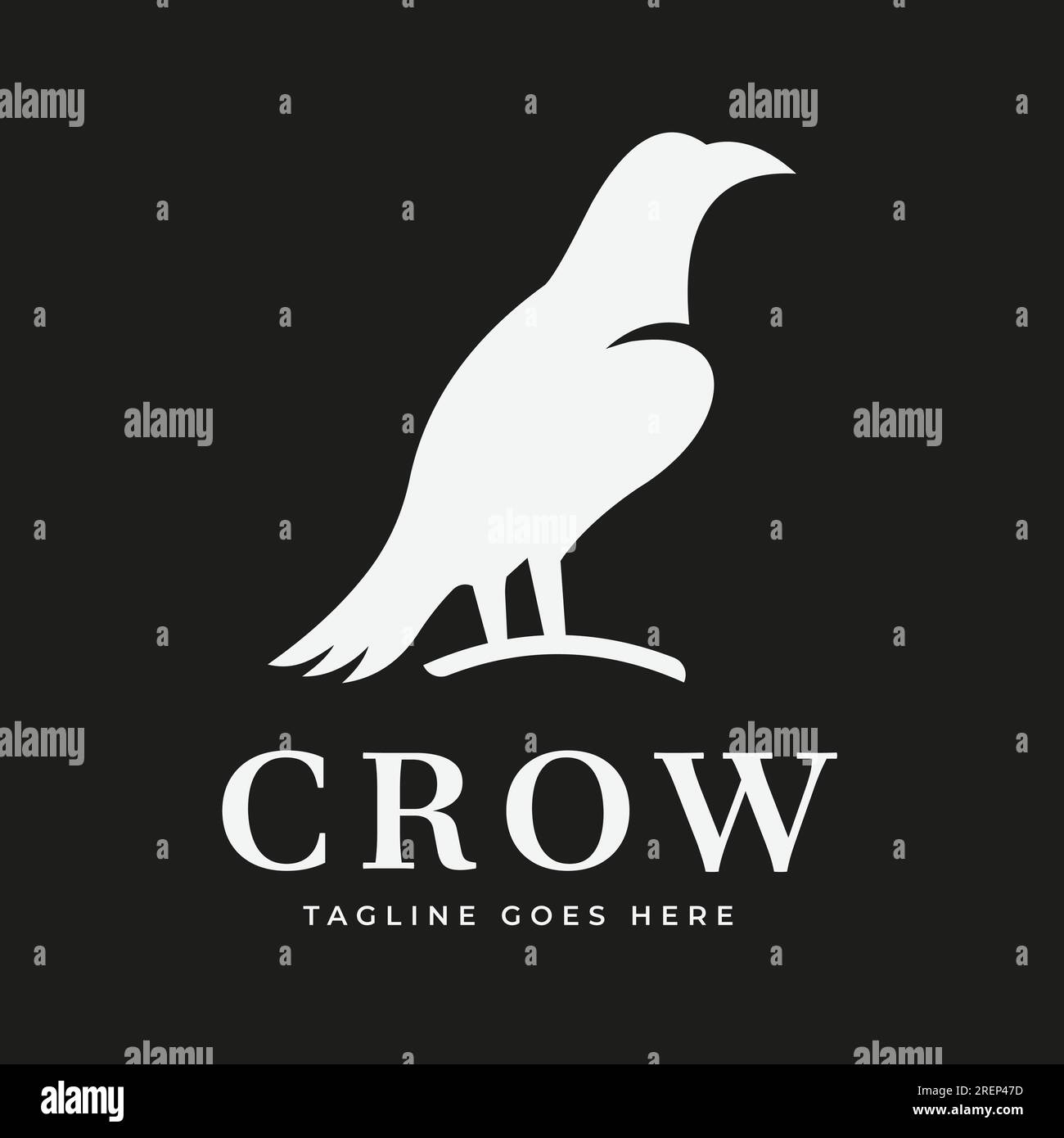 Crow vector silueta plana ilustración de fondo oscuro Logo diseño vectorial Ilustración del Vector