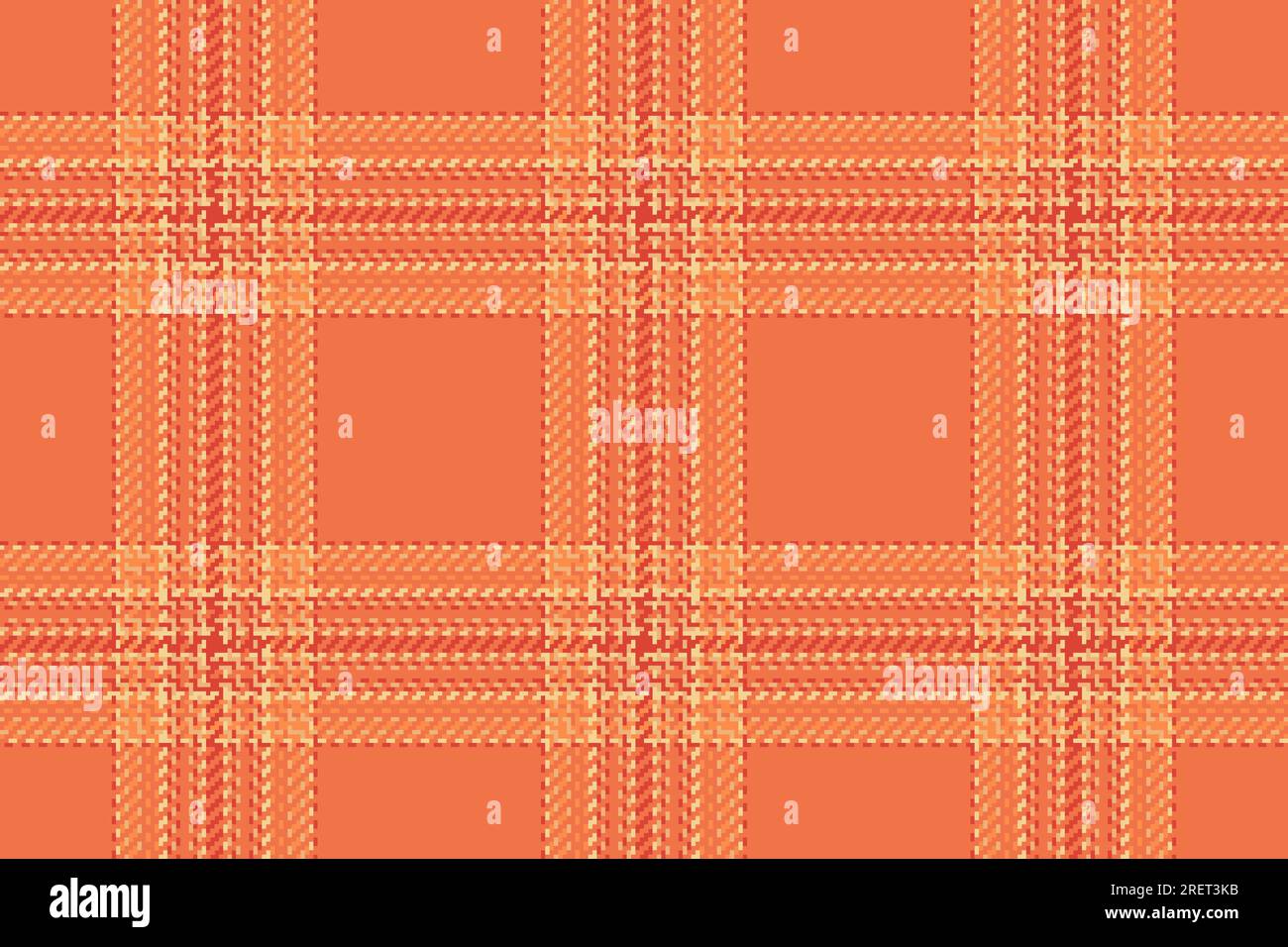 Fondo sin fisuras a cuadros de tartán de tela de textura con un vector textil de patrón de cuadros en colores naranja y rojo. Ilustración del Vector
