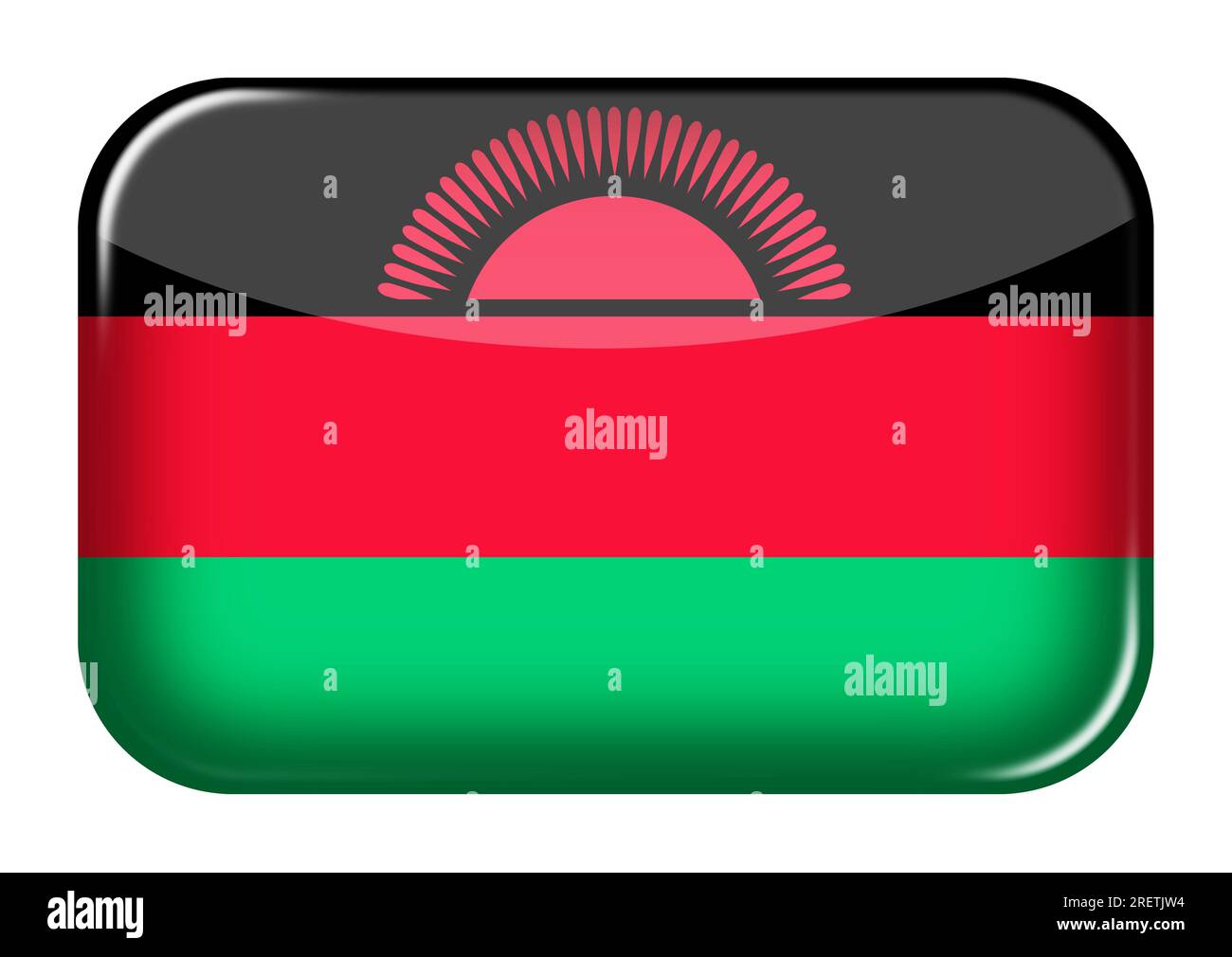 Malawi icono web botón rectángulo con trazado de recorte 3D ilustración Foto de stock