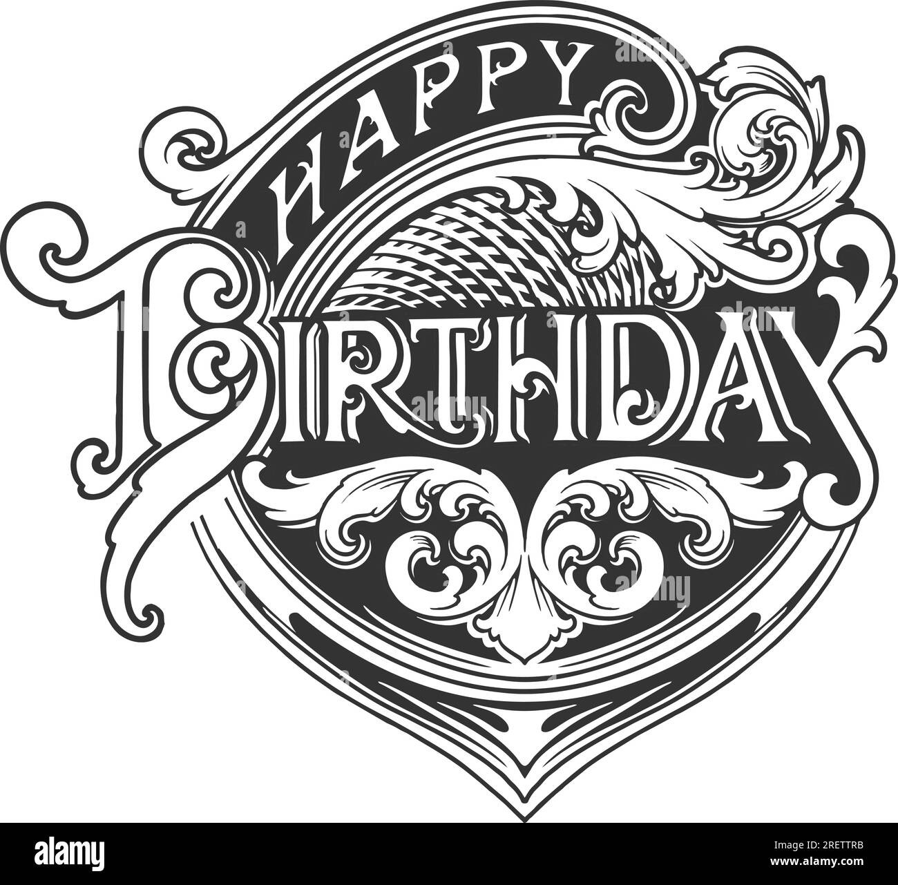 Happy birthday sticker Imágenes de stock en blanco y negro - Alamy