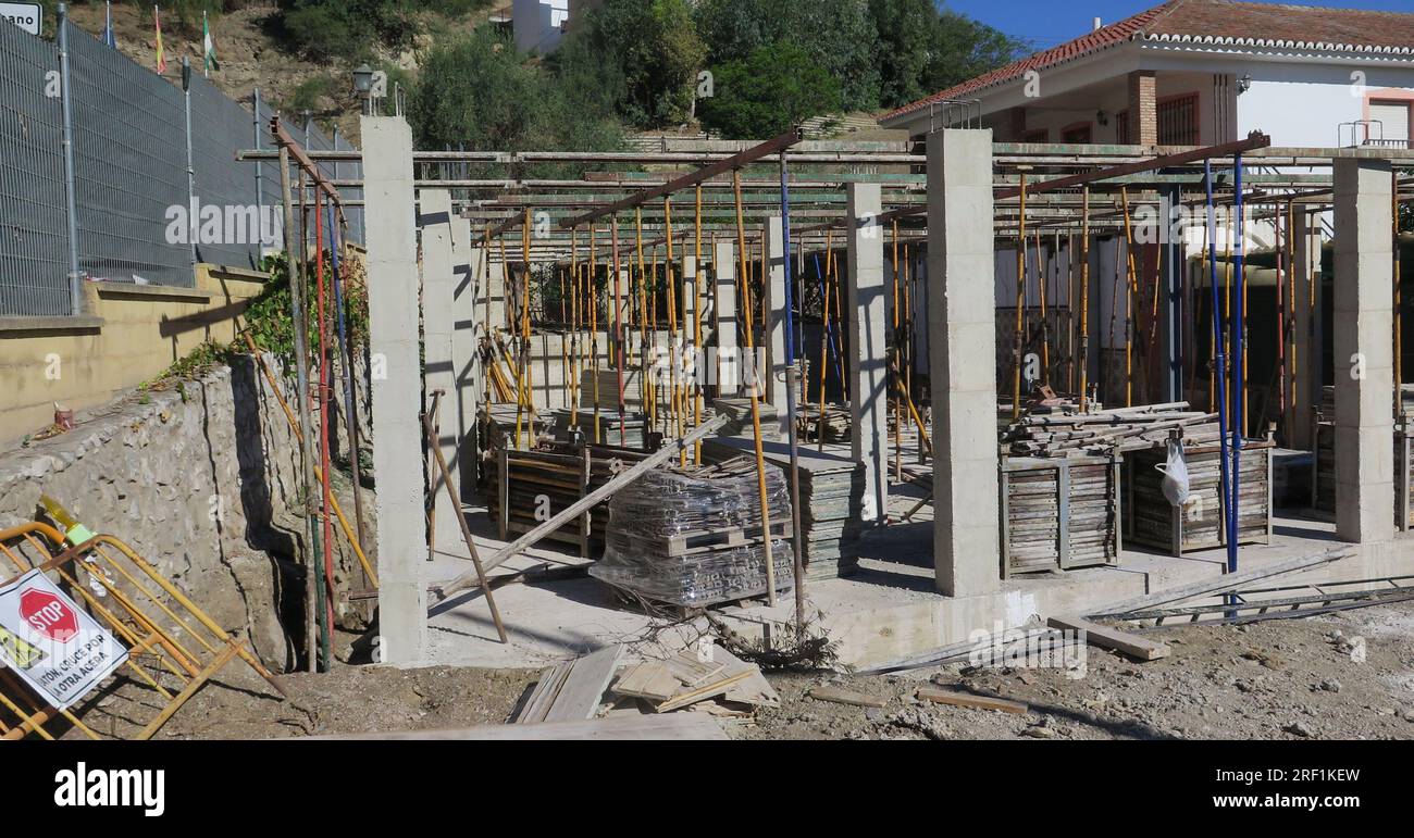 Obra de construcción - Segunda fase en el pueblo andaluz Foto de stock