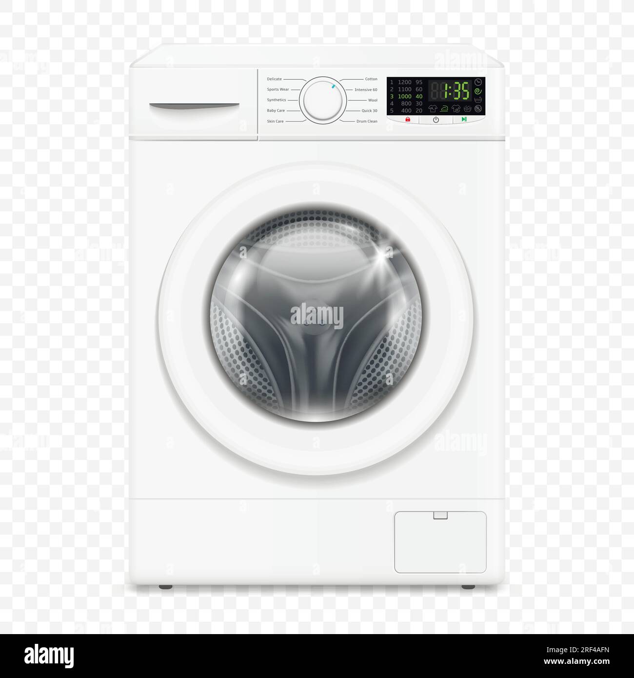 Maqueta de lavadora aislada sobre fondo transparente Imagen Vector de stock  - Alamy