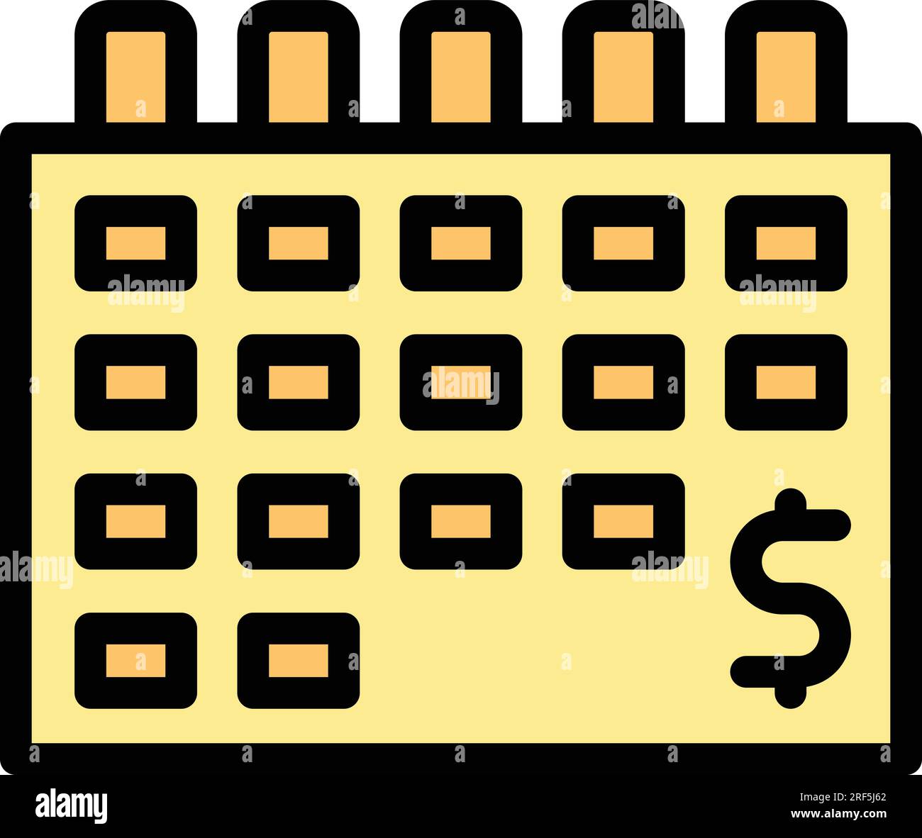 Vector de esquema de icono de calendario de pago. Crédito por ingresos. Contrato de dinero color plana Ilustración del Vector