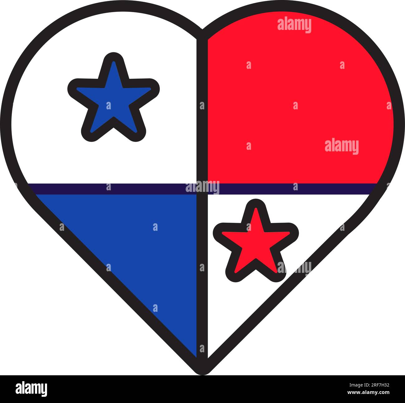Corazón patriota en colores de bandera nacional de Panamá. Elemento 