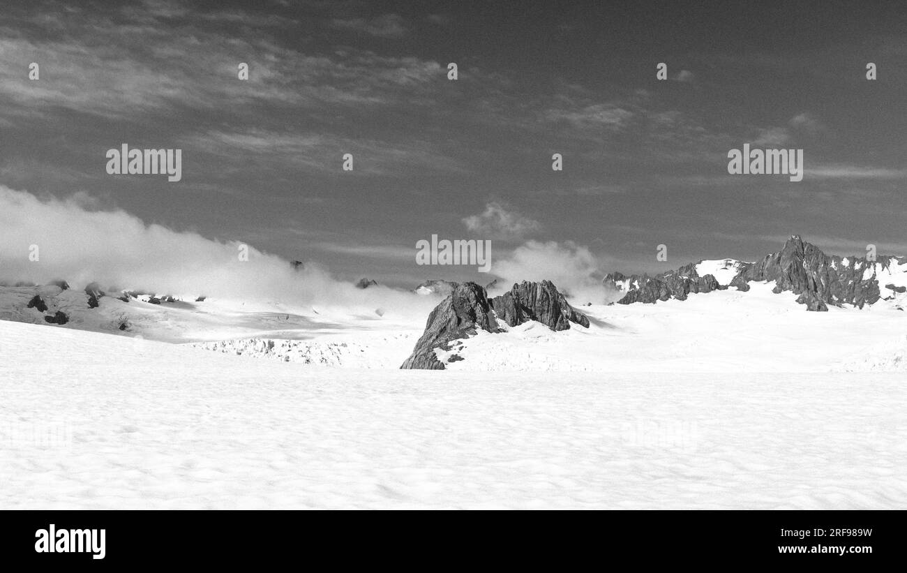 Vistas de los glaciares Franz Josef y Fox, Nueva Zelanda Foto de stock