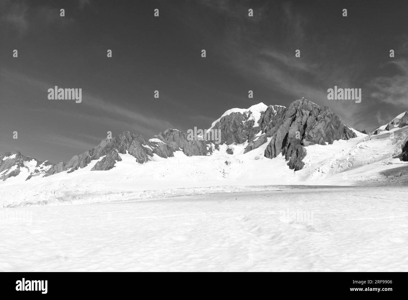 Vistas de los glaciares Franz Josef y Fox, Nueva Zelanda Foto de stock