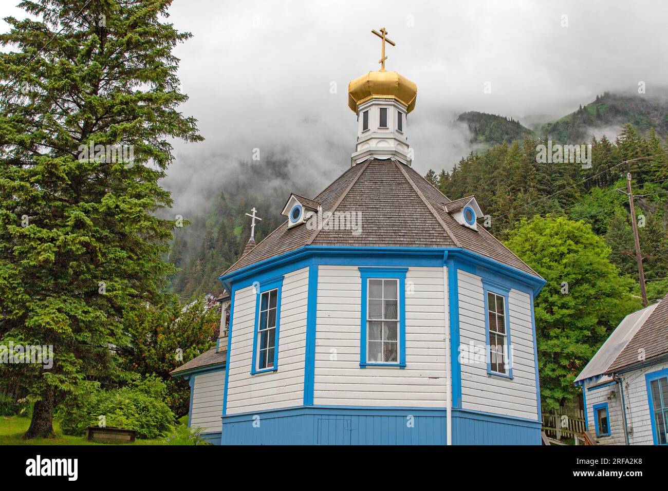 Iglesia ortodoxa rusa de San Nicolás en Juneau Foto de stock