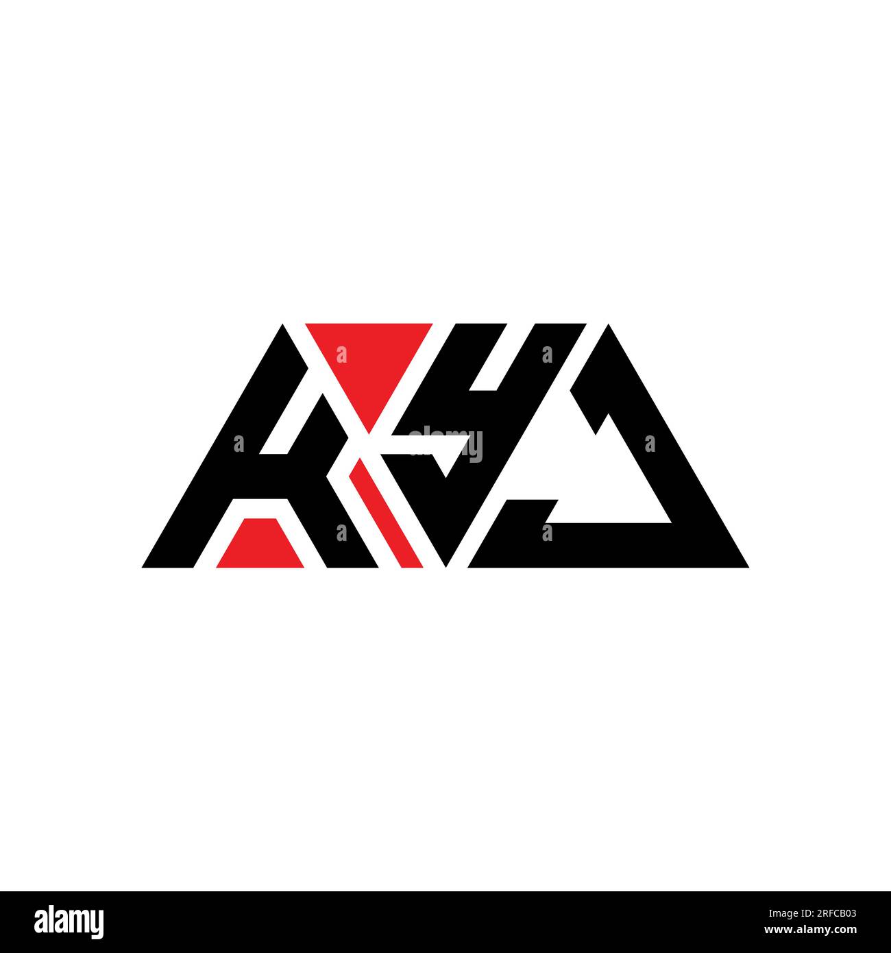 Diseño de logotipo de letra triangular KYJ con forma de triángulo. KYJ