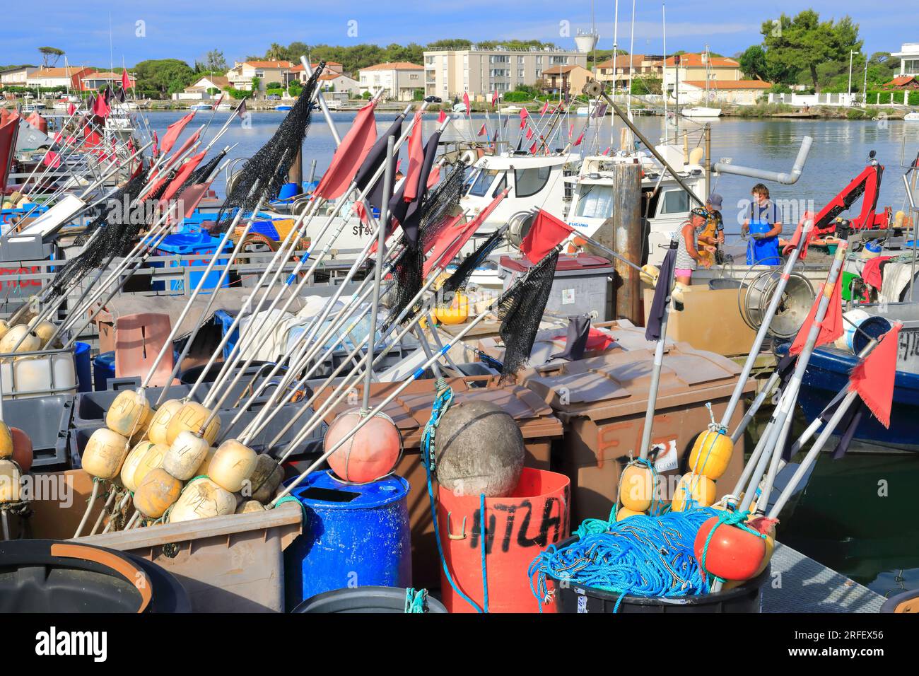 Francia, Herault, Agde, Grau d'Agde, puerto, regreso de la pesca Foto de stock