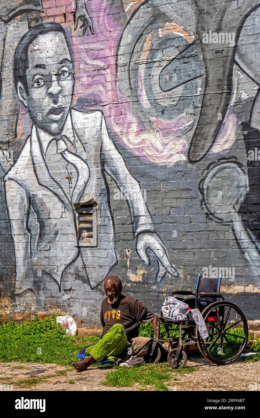 Estados Unidos, Luisiana, Nueva Orleans, el área de Treme, discapacitados sin hogar Foto de stock
