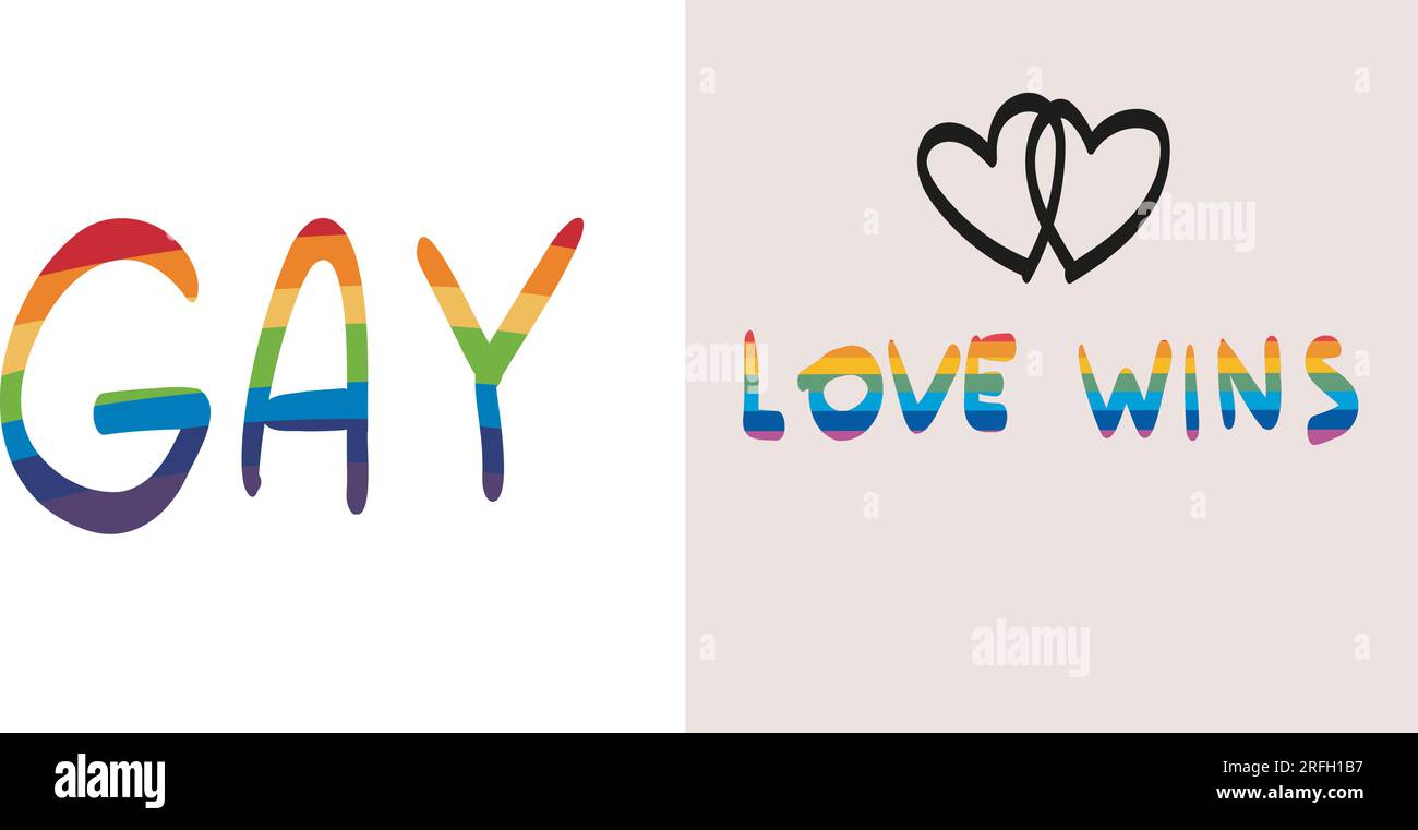 El amor gana. Ilustración vectorial del desfile del Orgullo. Comunidad LGBT rainbow Ilustración del Vector