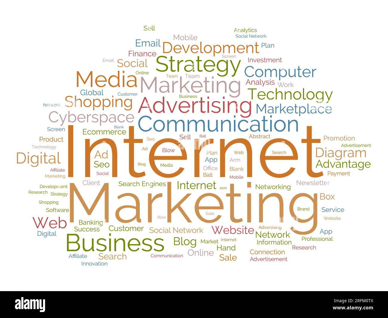 Concepto de fondo de nube de palabras para marketing en Internet. Publicidad web con seo, marketing digital y otros medios digitales estrategia. ilustración vectorial Ilustración del Vector