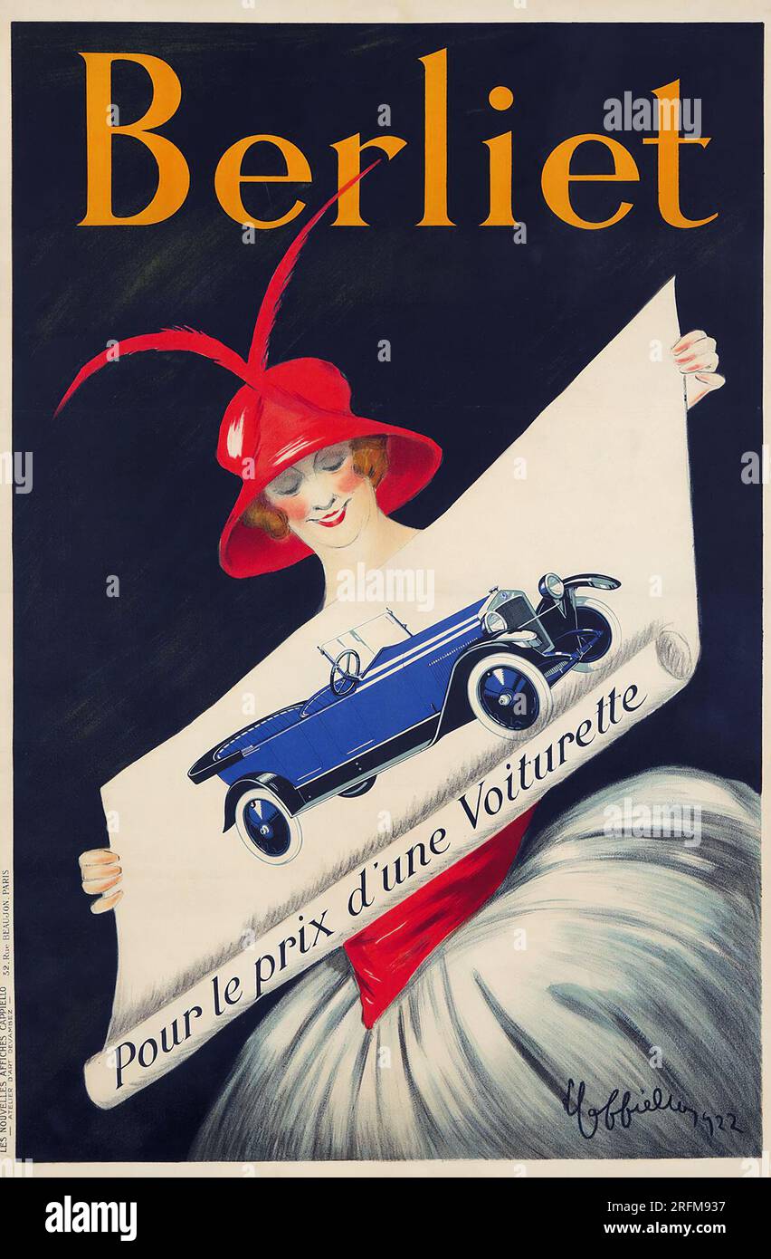 Berliet. Cartel de anuncio de coche vintage por Leonetto Cappiello 1922 Foto de stock