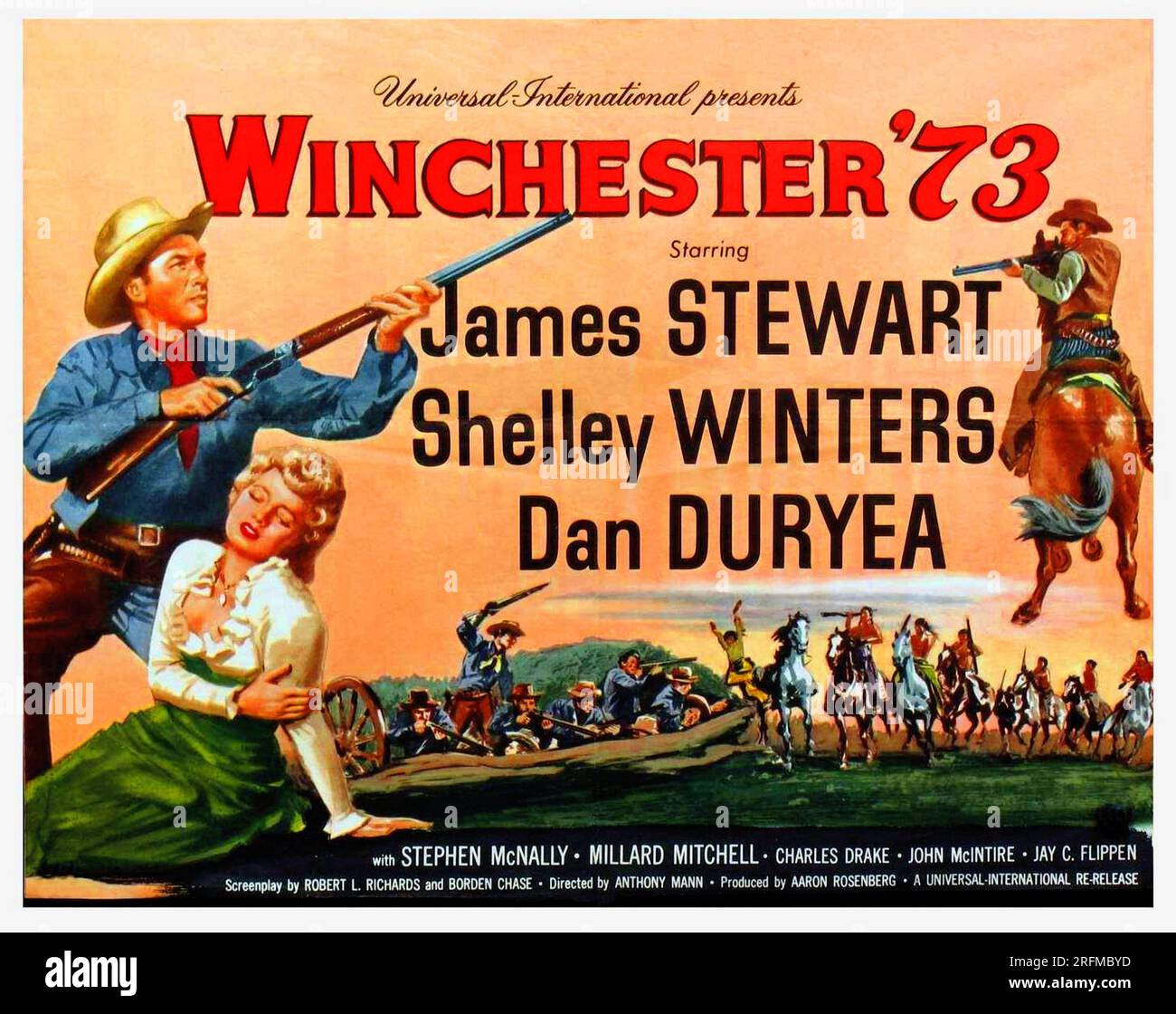 Winchester '73' es una película del oeste estadounidense de 1950 protagonizada por James Stewart, Shelley Winters y Dan Duryea. Foto de stock