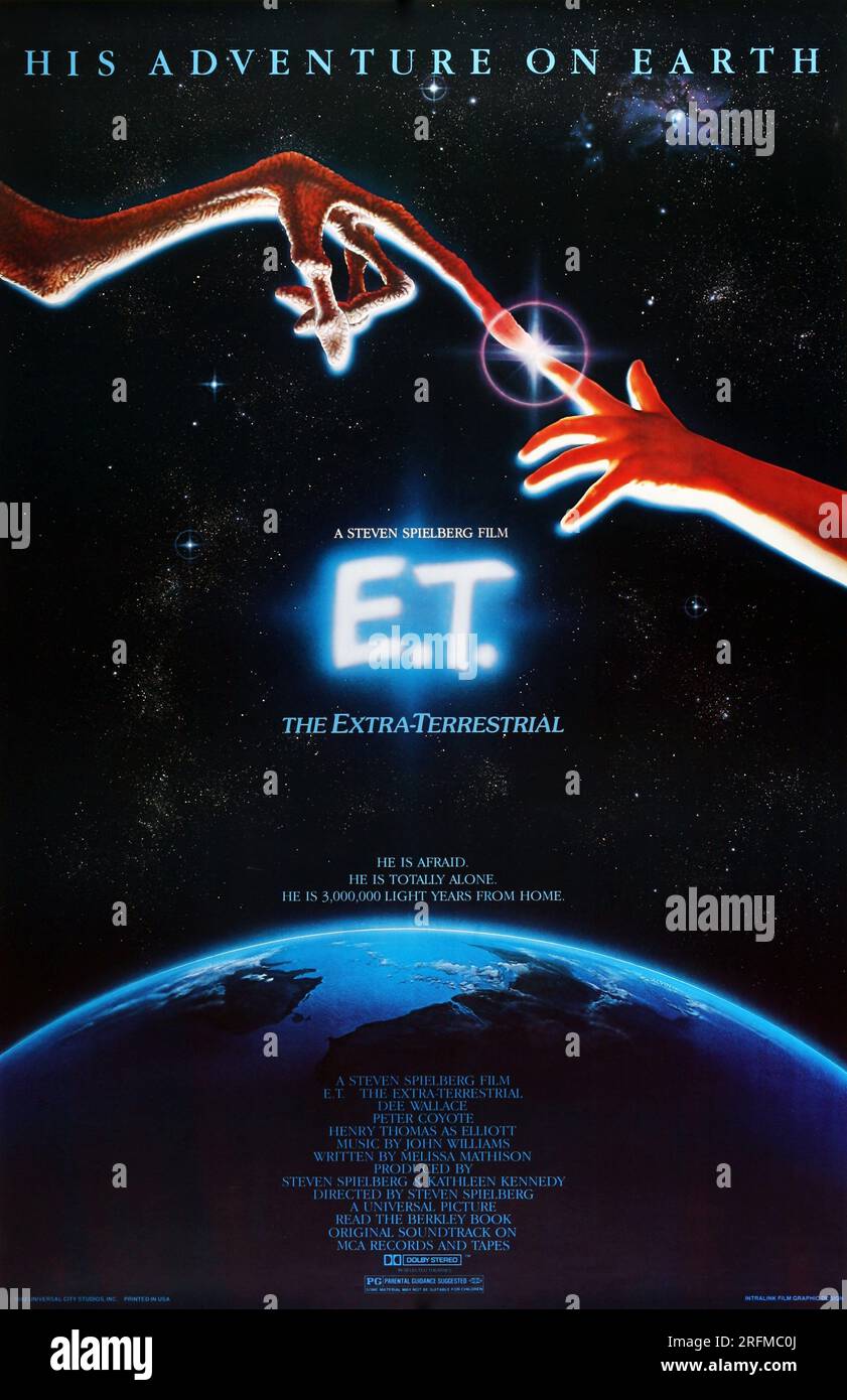 E.T.' (The Extra-Terrestrial), una película de ciencia ficción estadounidense de 1982 protagonizada por Henry Thomas, Dee Wallace, Peter Coyote y Robert MacNaughton. Foto de stock