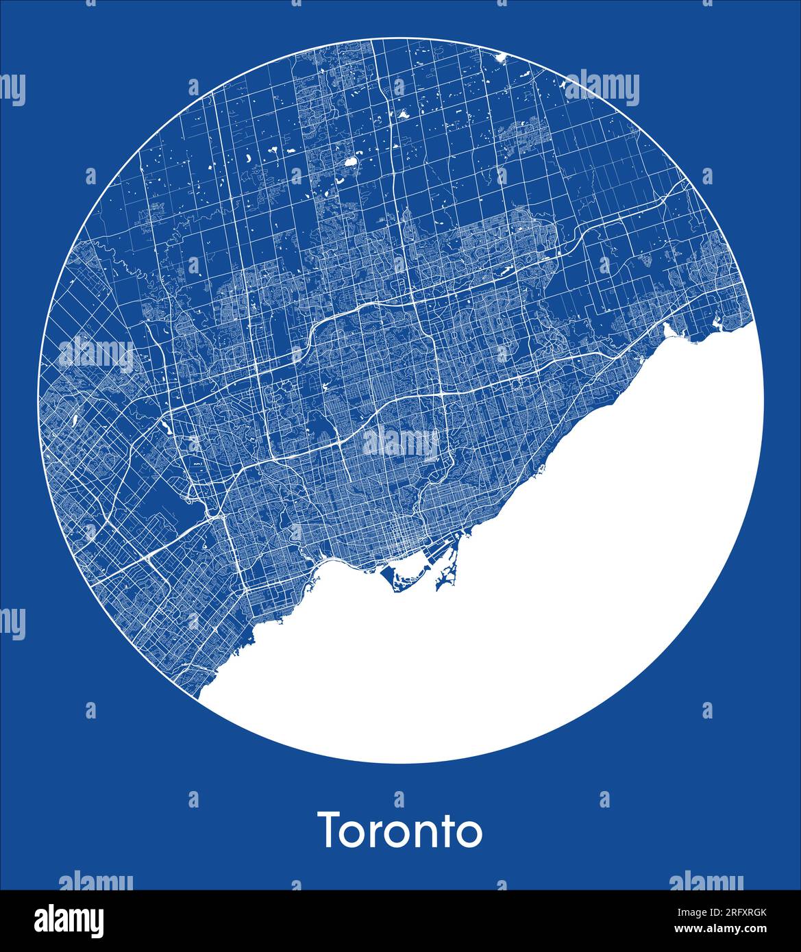 Mapa de la ciudad Toronto Canadá América del Norte azul de impresión circular círculo ilustración vectorial Ilustración del Vector