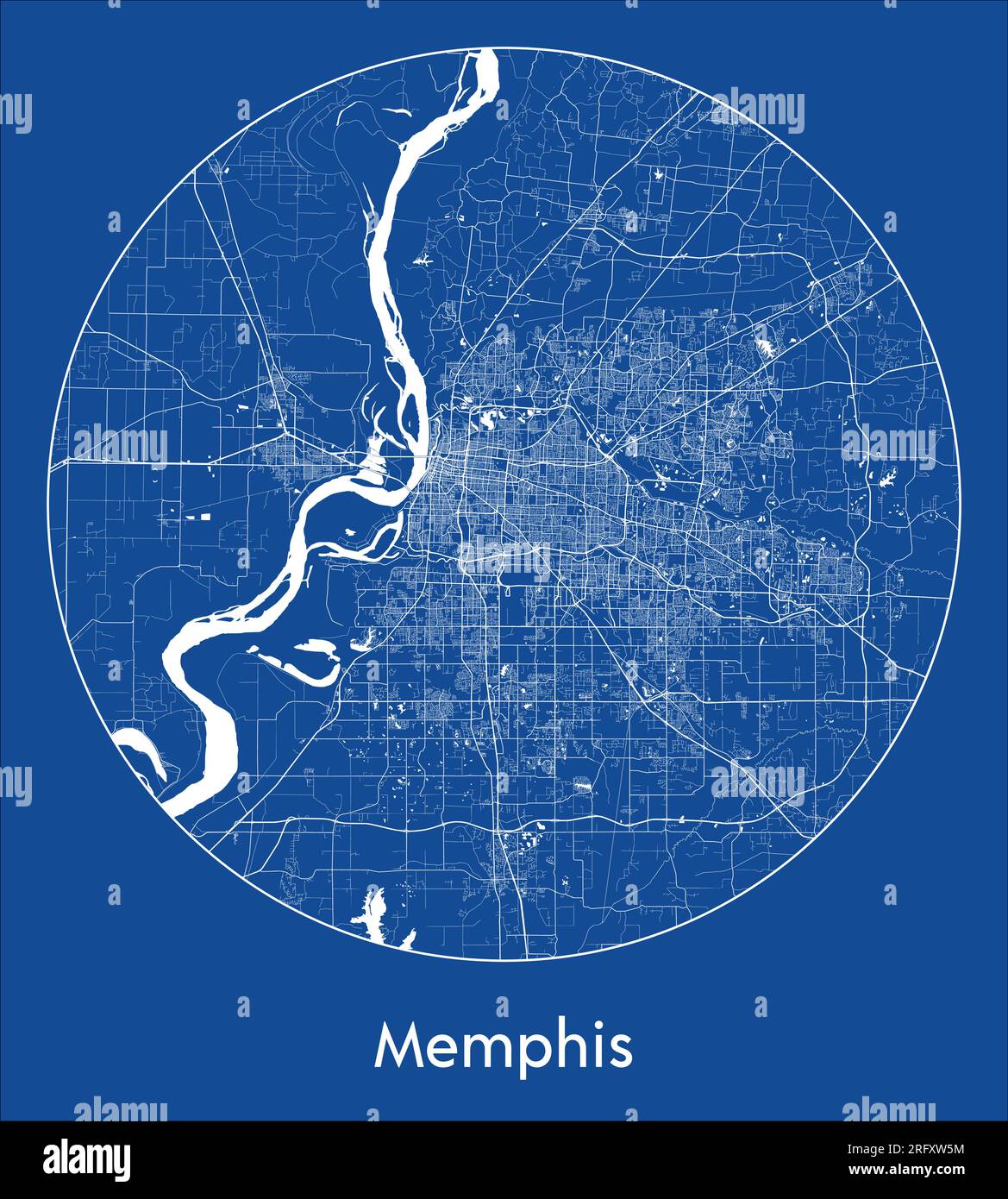 Mapa de la ciudad Delhi India Asia azul impresión circular círculo ilustración vectorial Ilustración del Vector