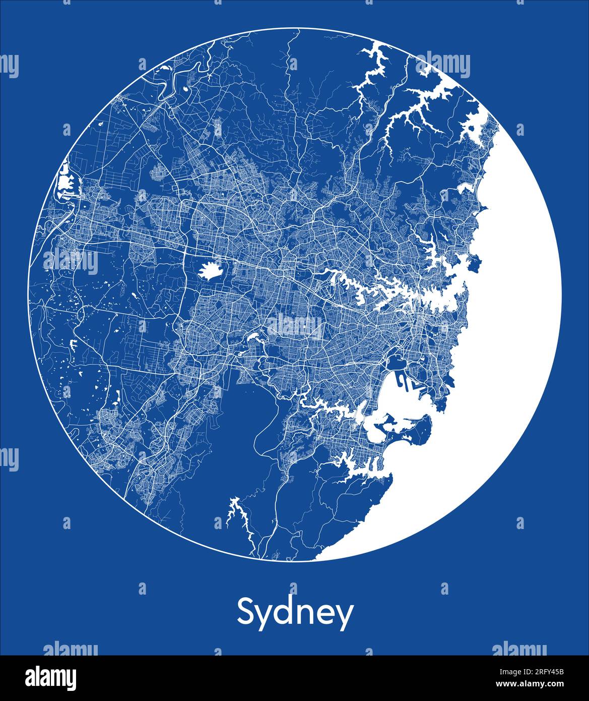 Mapa de la ciudad Sydney Australia azul de impresión circular círculo ilustración vectorial Ilustración del Vector