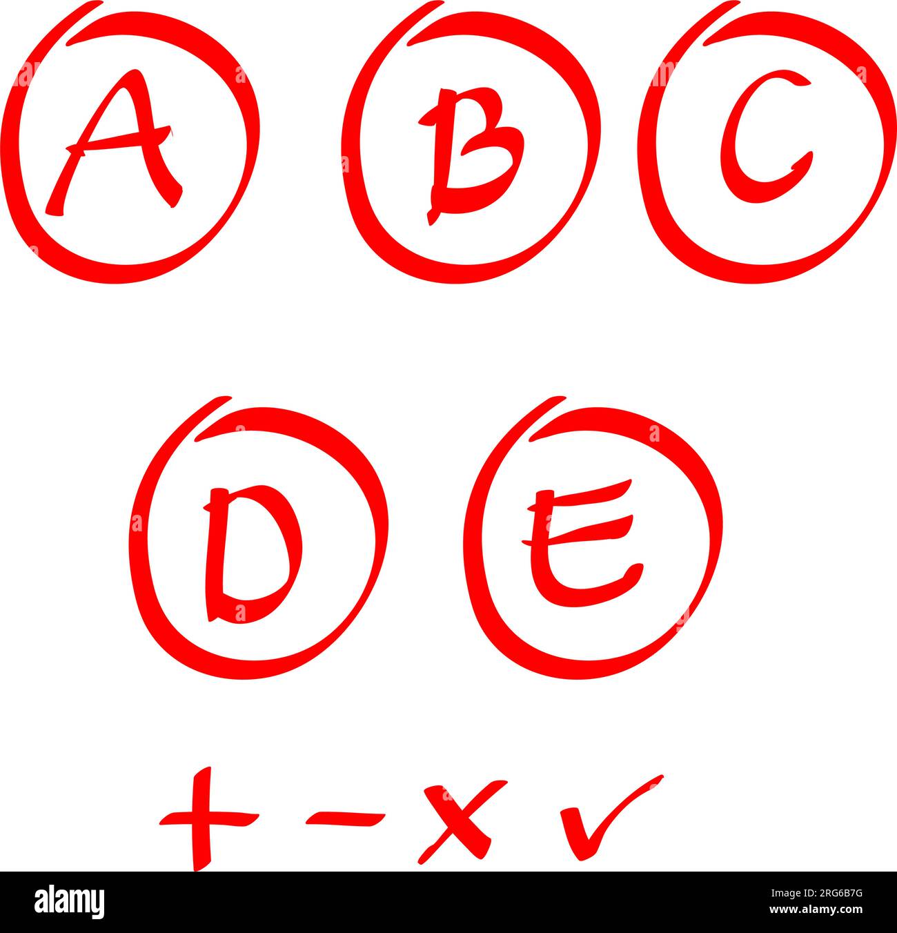 Conjunto De Resultados Del Examen Letras Dibujadas A Mano A F En