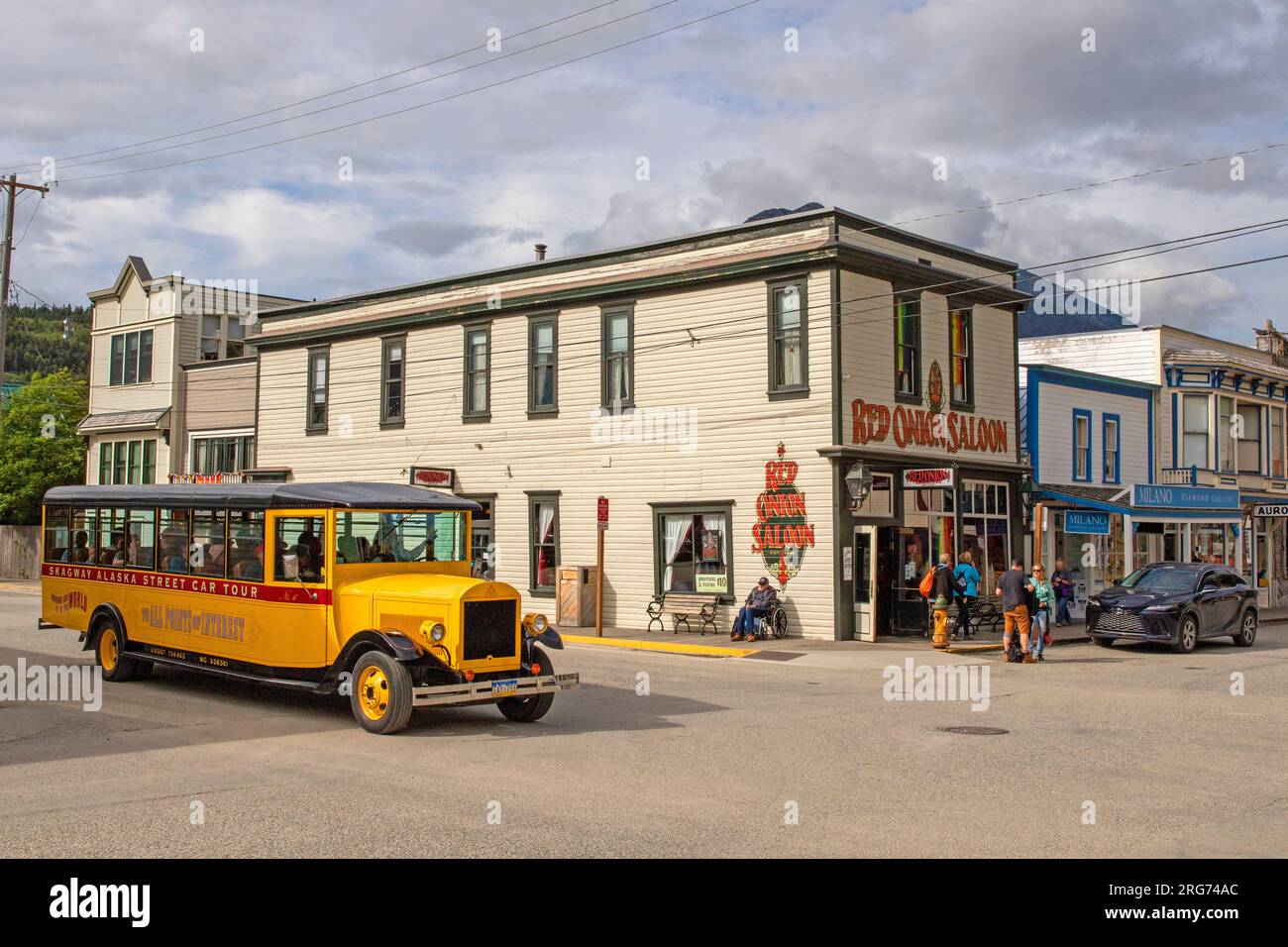 El Salón Red Onion en Skagway Foto de stock