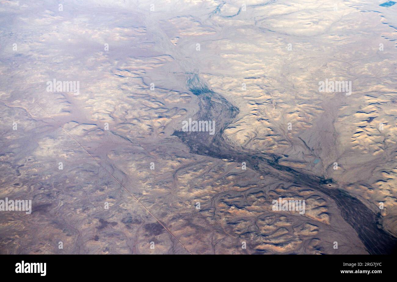 Vista aérea del desierto en el noroeste de Arabia Saudita. Foto de stock