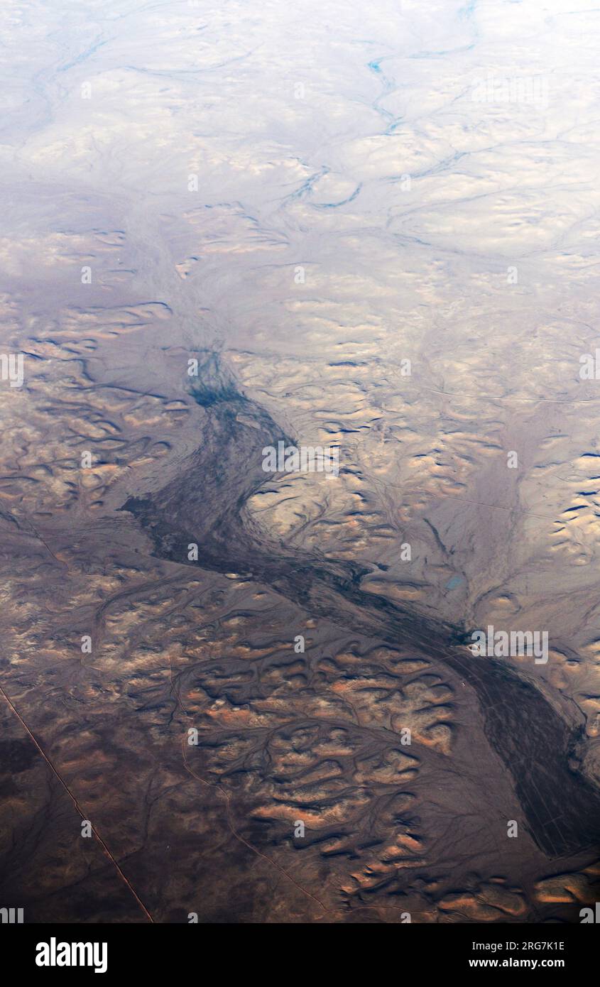 Vista aérea del desierto en el noroeste de Arabia Saudita. Foto de stock