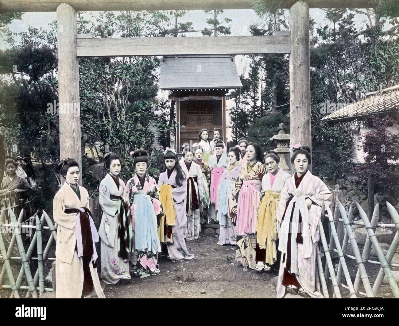 Grupo de prostitutas, Japón, alrededor de 1890. Foto de stock