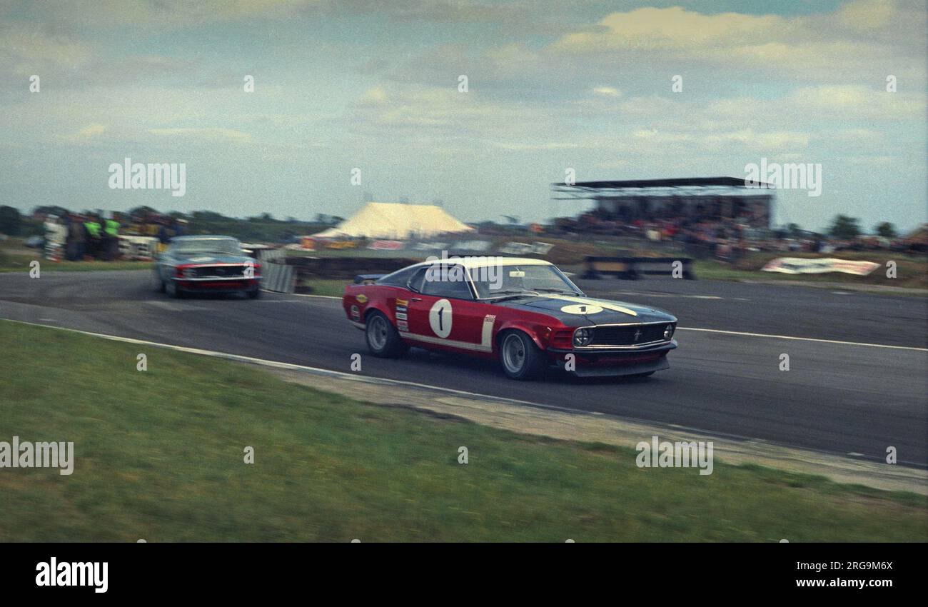 Ford Mustang, British Saloon Car Championship Croft Autodrome 1969 Foto de stock
