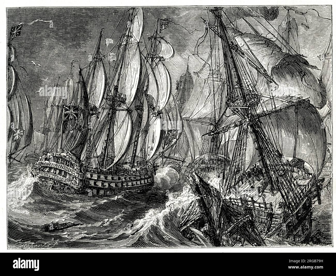 Batalla de Quiberon Bay (Bataille des Cardineaux), cerca de Saint Nazaire, Francia, una batalla naval librada entre los británicos y los franceses el 20 de noviembre de 1759, durante la Guerra de los Siete Años (1756-1763). Foto de stock