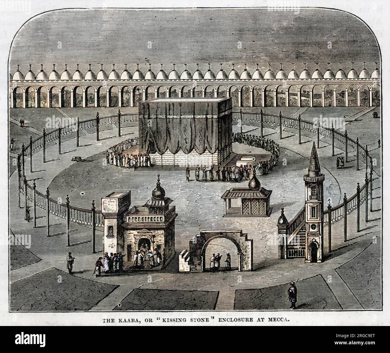 La Kaaba, o 'Kissing Stone' recinto. Foto de stock