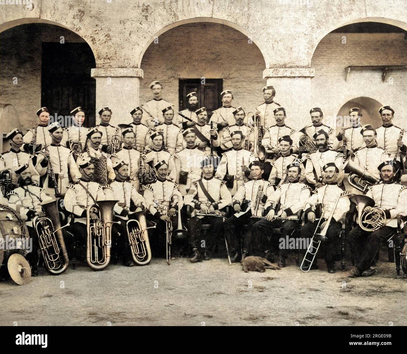 Banda del 77º Regimiento, India. Foto de stock
