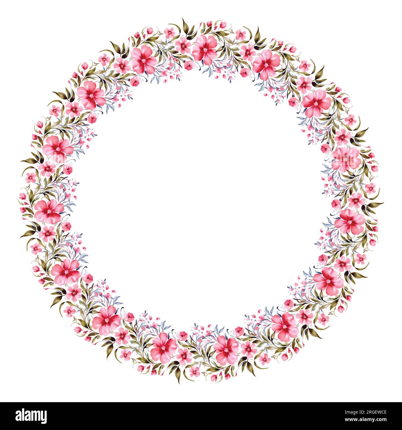 Guirnalda de flores y hojas de icono aislado Imagen Vector de stock - Alamy
