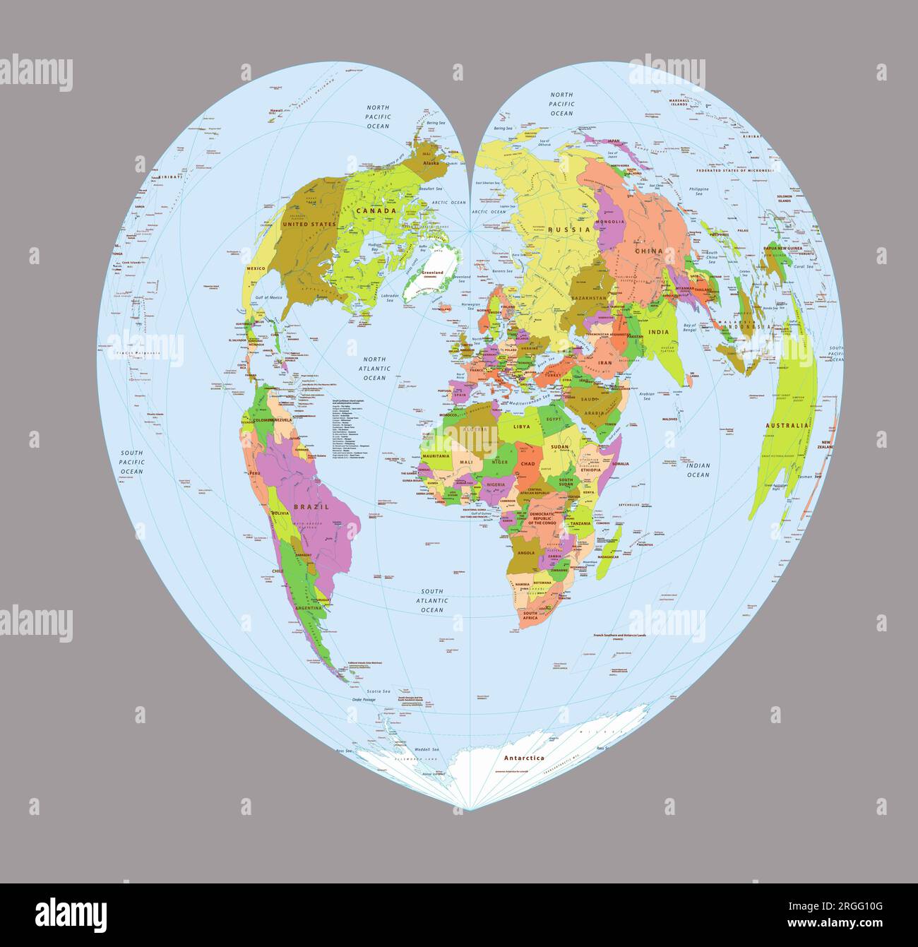 Mapa Político Detallado Del Mundo Bonne Proyección Imagen Vector De Stock Alamy 6352